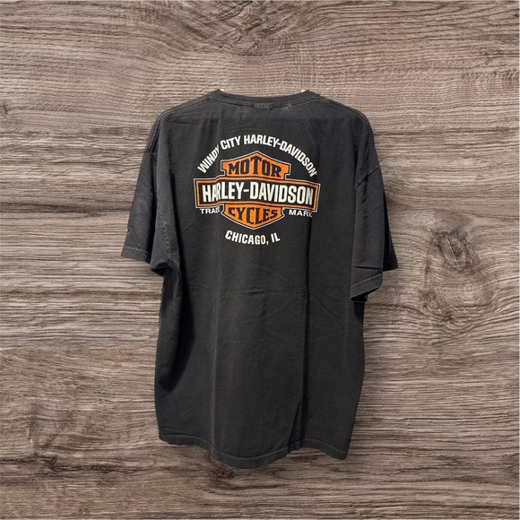 Harley Davidson Men’s Skull Cap & T-Shirt Chicago IL 2XL Black Used - Picture 3 of 5